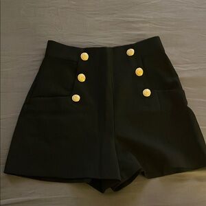 Zara Black and Gold High Waist Shorts